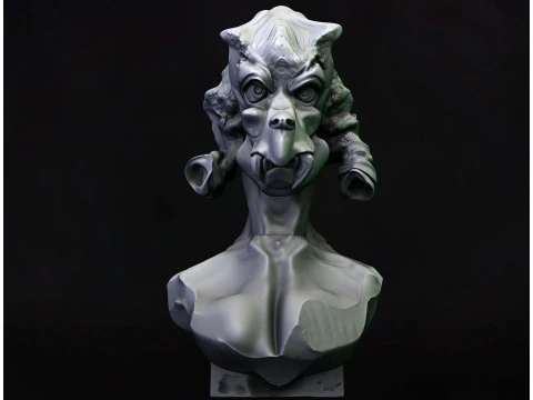 Busto de mulher alien&iacute;gena Modelo de Impressão 3D