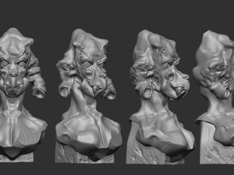 Alien woman bust 3D Print Model