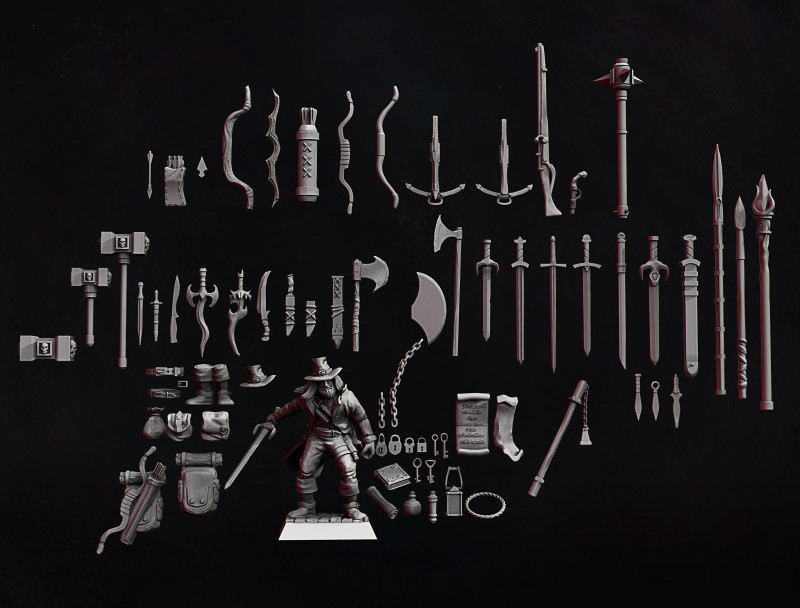 Fantasy parts and weapons 3D 打印模型 .c4d .max .obj .3ds .fbx .stl .blend 
