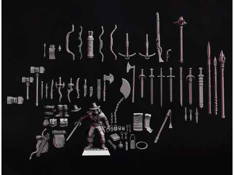 Fantasy parts and weapons 3D Print Model