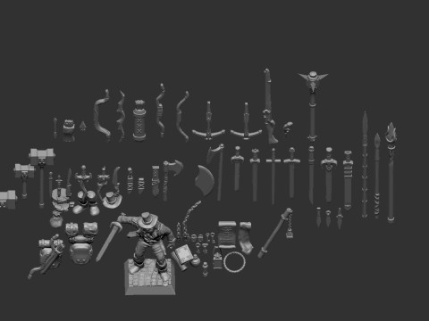 Fantasy parts and weapons 3D 打印模型