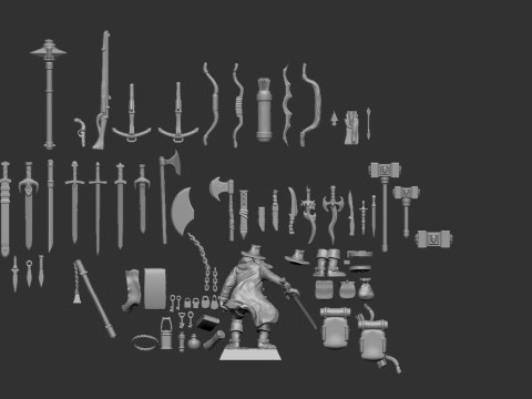 Fantasy parts and weapons 3D 打印模型