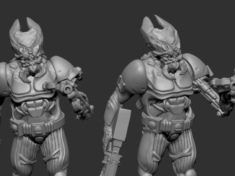 Alien Warrior Specialist Model Cetak 3D