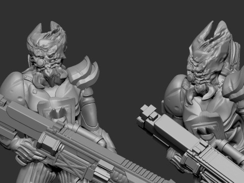 Alien Warrior Support 3D 打印模型
