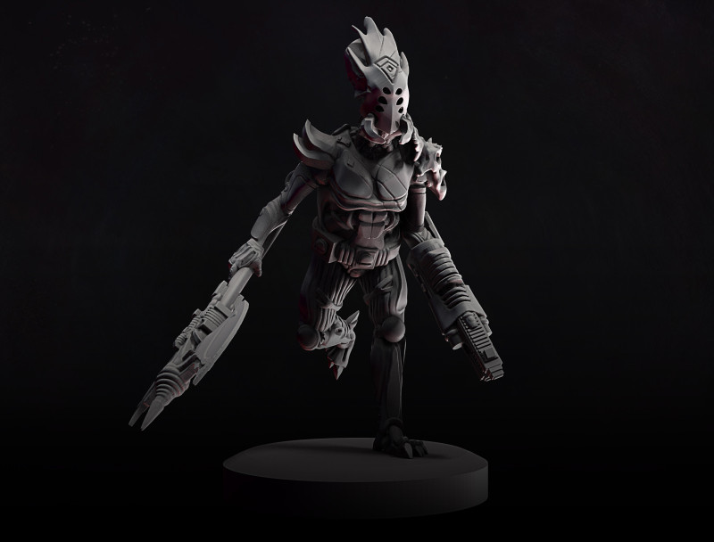 Alien Warrior Hunter 3D 프린트 모델 .c4d .max .obj .3ds .fbx .stl .blend 