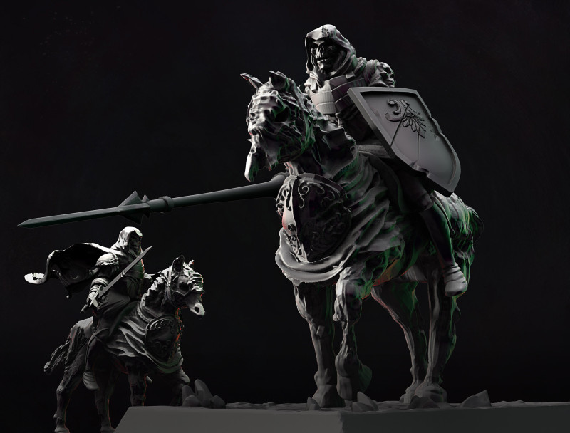 Undead Skeleton Horse Rider 3Dプリントモデル .c4d .max .obj .3ds .fbx .stl .blend 