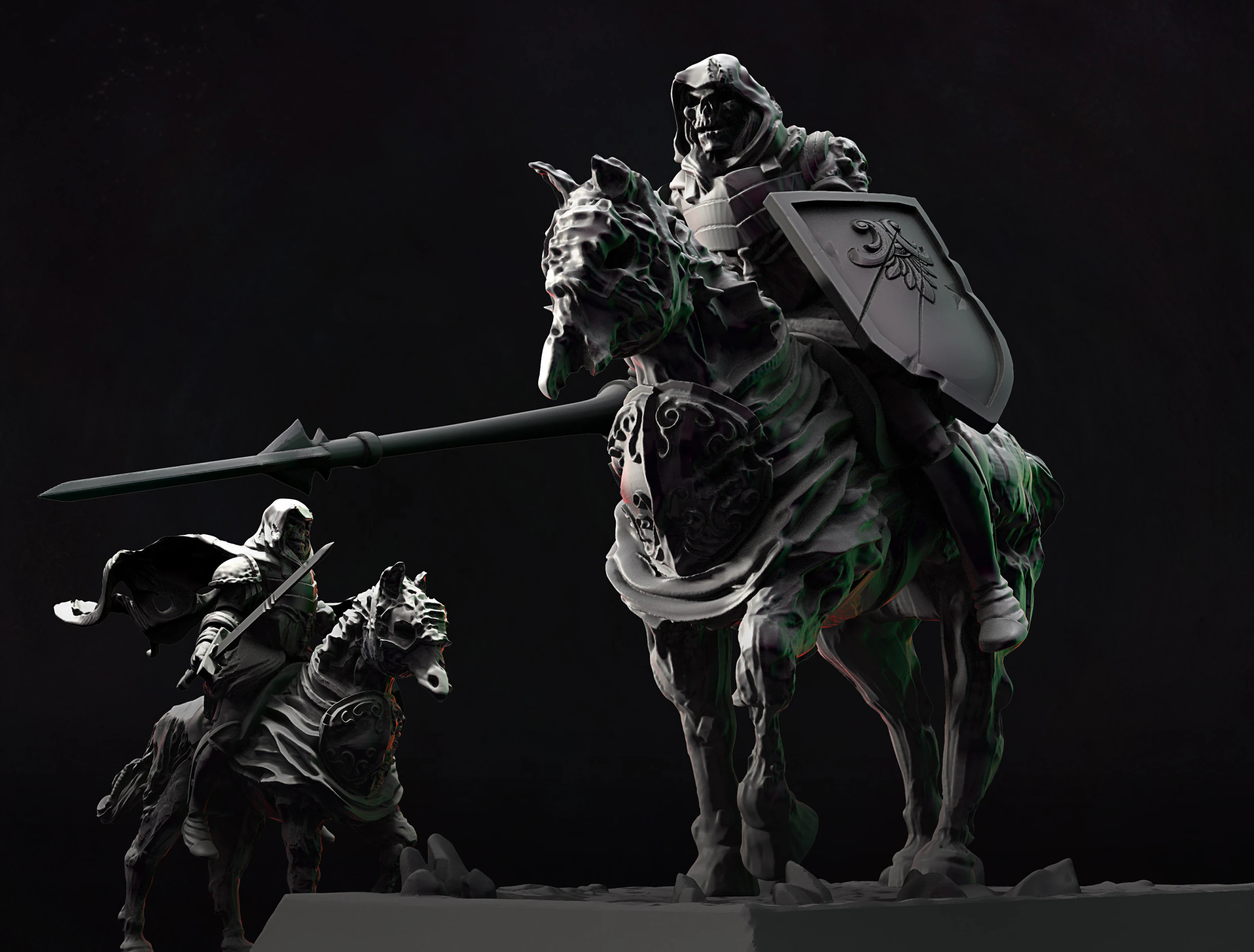 Undead Skeleton Horse Rider 3D Print Model .c4d .max .obj .3ds .fbx .stl .blend