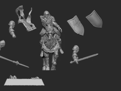 Undead Skeleton Horse Rider 3D Print Model