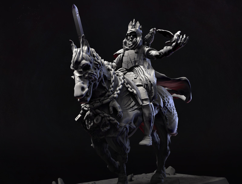 Undead Skeleton Horse Rider B 3D Baskı Modeli .c4d .max .obj .3ds .fbx .stl .blend