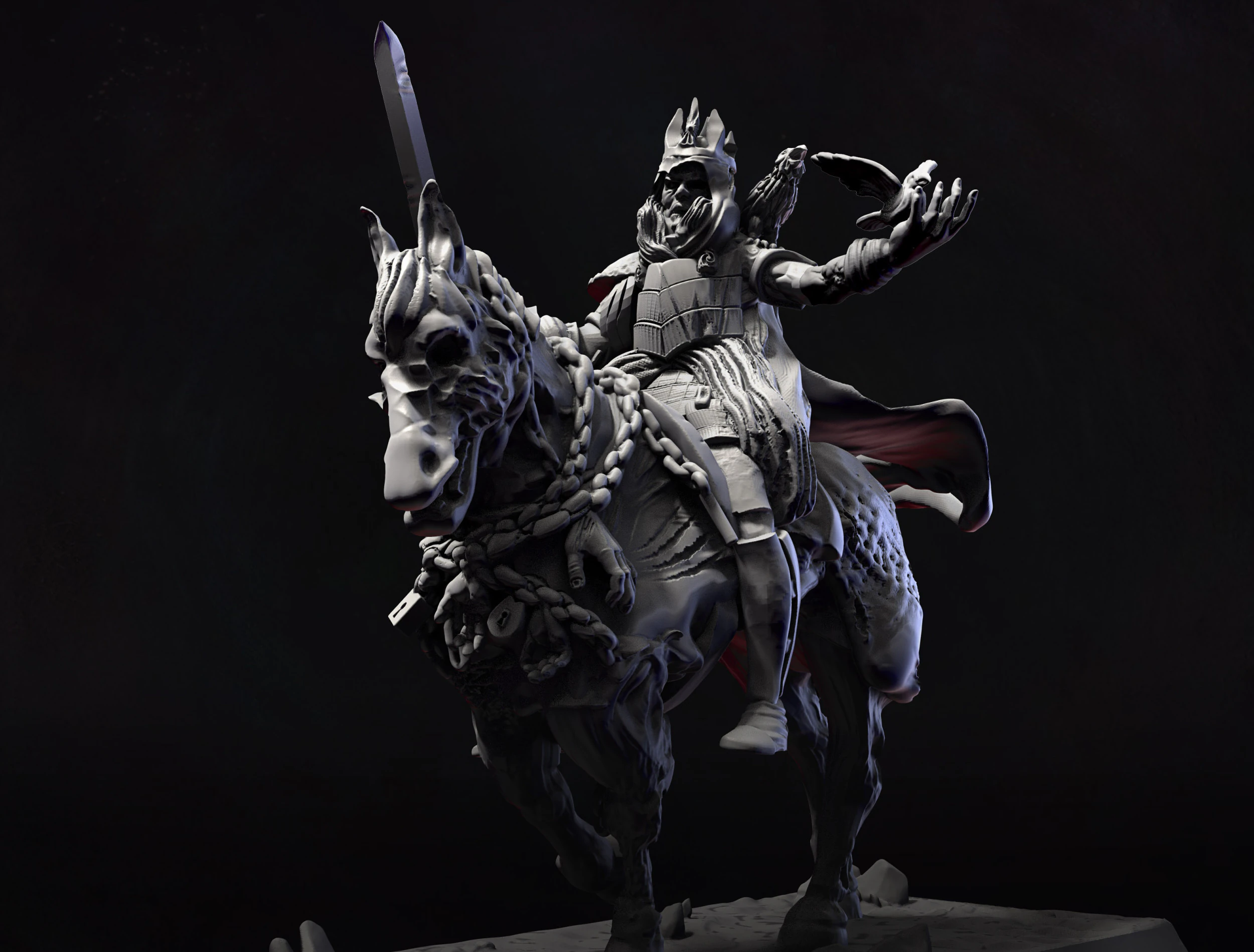 Undead Skeleton Horse Rider B 3D Print Model .c4d .max .obj .3ds .fbx .stl .blend