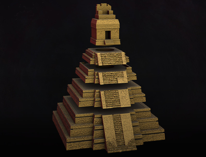Tikal in parts 3D Print Model .c4d .max .obj .3ds .fbx .stl .blend 