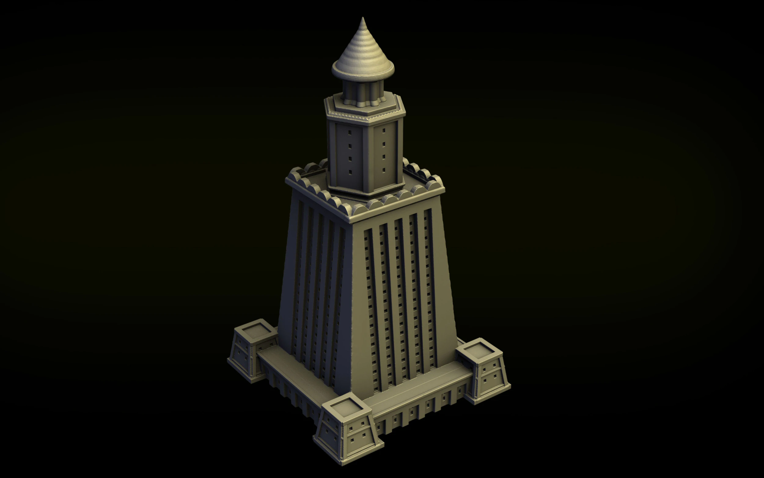 Lighthouse Of Alexandria 3D Print Model .c4d .max .obj .3ds .fbx .stl .blend 