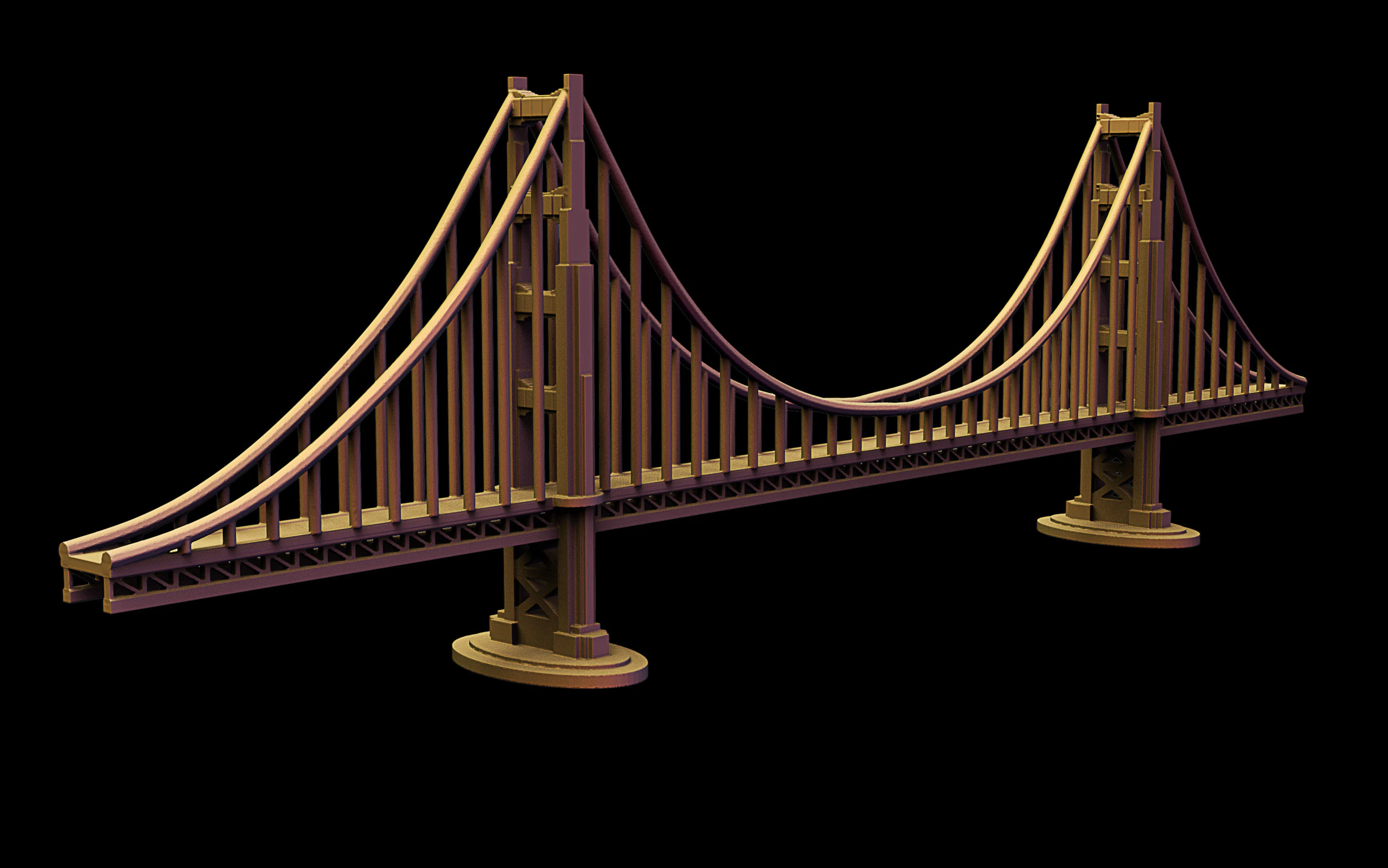 Golden Gate Bridge 3D Print Model .c4d .max .obj .3ds .fbx .stl .blend 