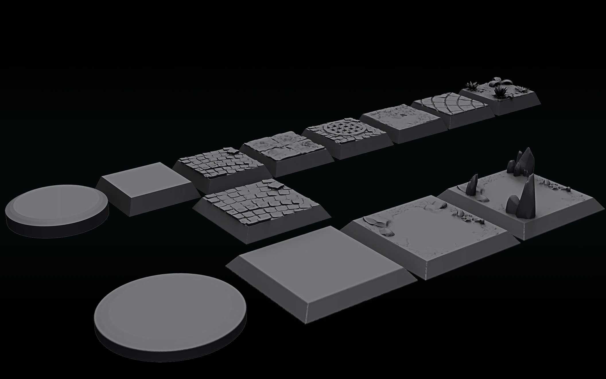 Bases collection for tabletop 3D Print Model .c4d .max .obj .3ds .fbx .stl .blend