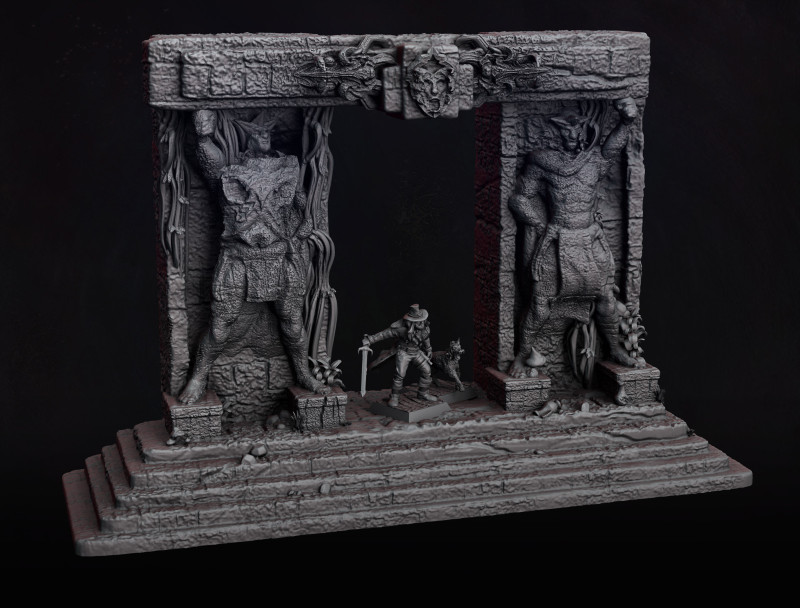 Ancient Gate 3D 打印模型 .c4d .max .obj .3ds .fbx .stl .blend
