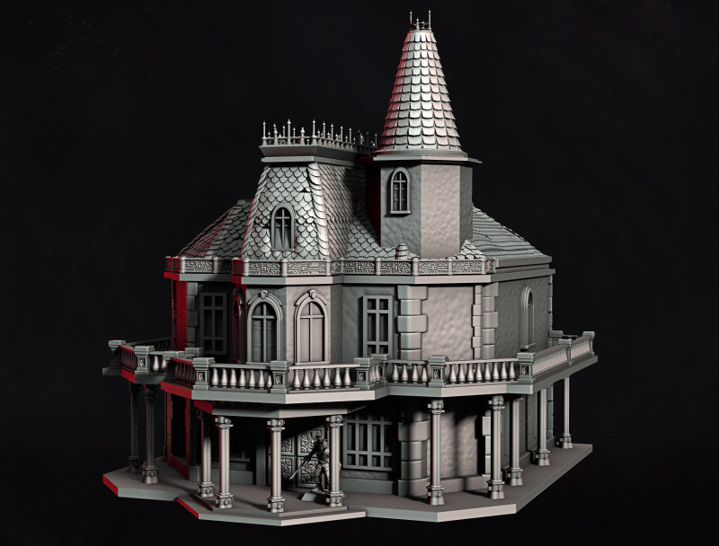 Victorian Manor 3D Print Model .c4d .max .obj .3ds .fbx .stl .blend