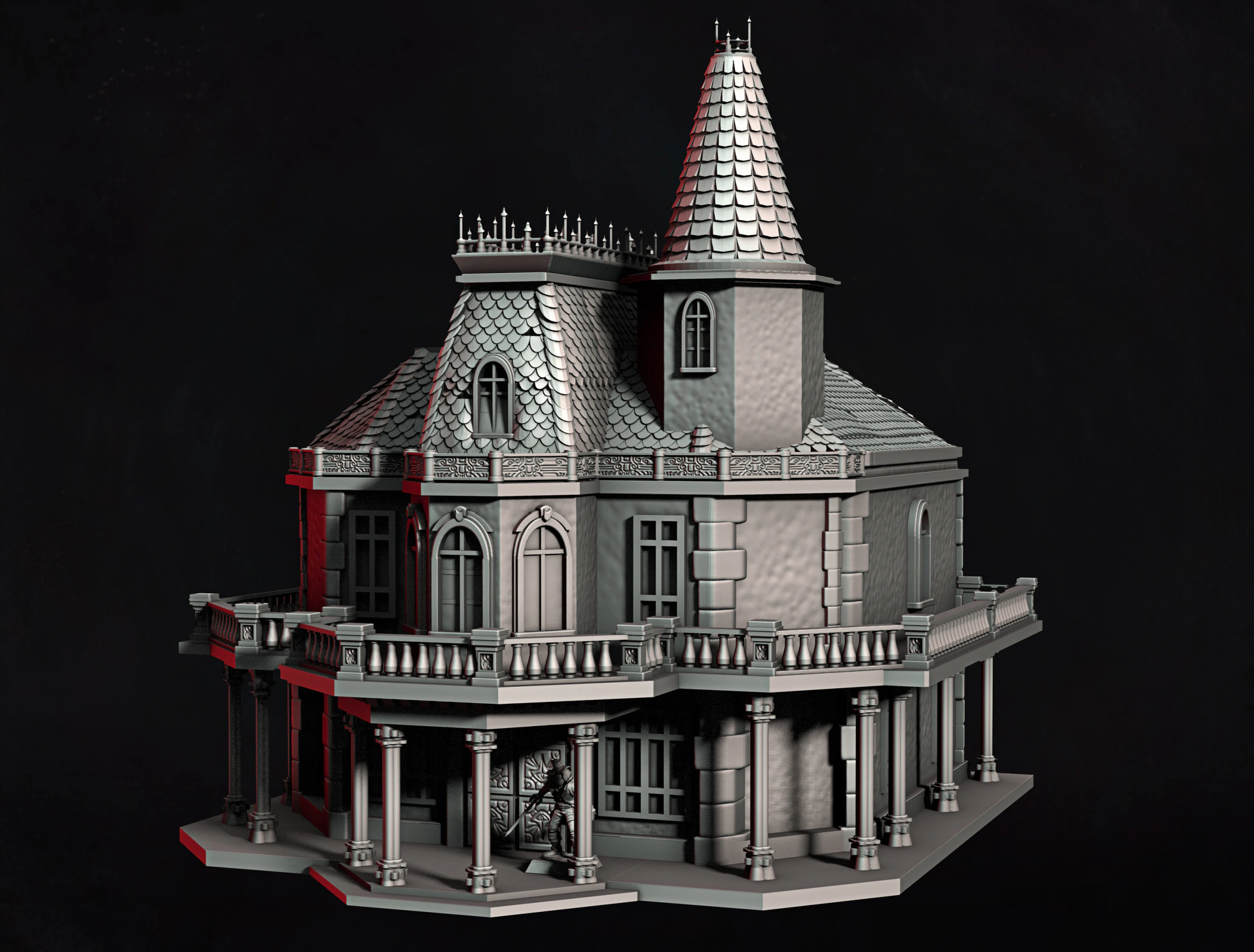 Victorian Manor 3D Print Model .c4d .max .obj .3ds .fbx .stl .blend 