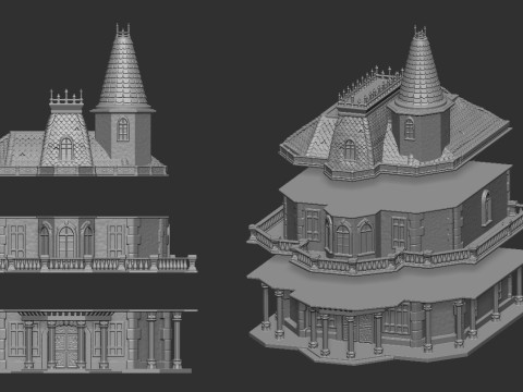 Victorian Manor 3D Print Model