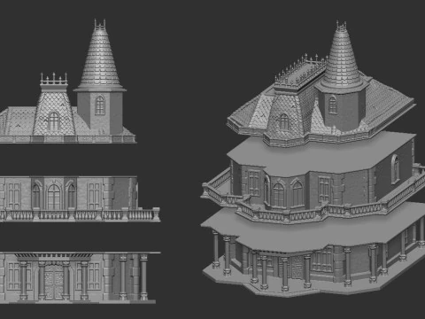 Victorian Manor 3D Print Model