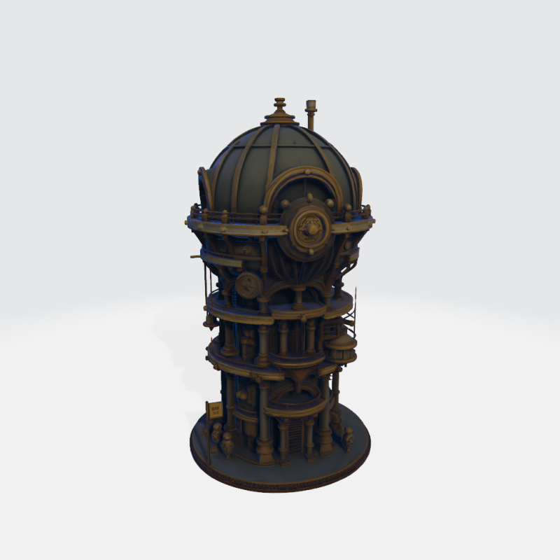 House steampunk 3D Tutorials .c4d .max .obj .3ds .fbx .stl .blend 