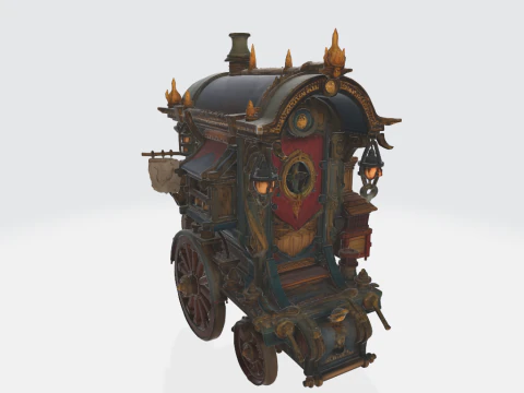 Fancy middeleeuwse caravan 3D printmodel