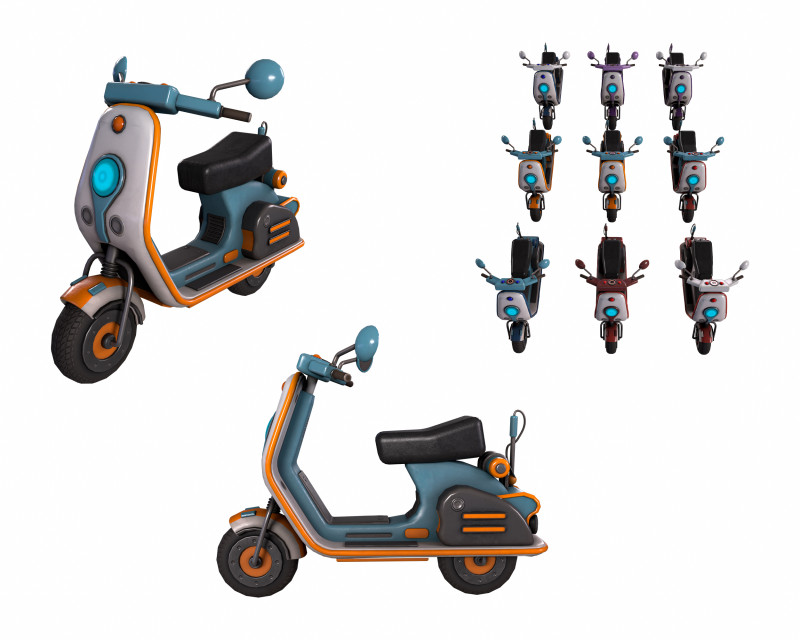 Scooter 3D Model .c4d .max .obj .3ds .fbx .stl .blend