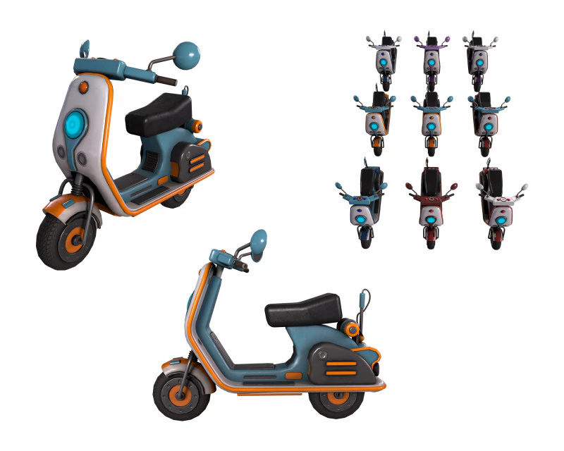スクーター 3Dモデル .c4d .max .obj .3ds .fbx .stl .blend 