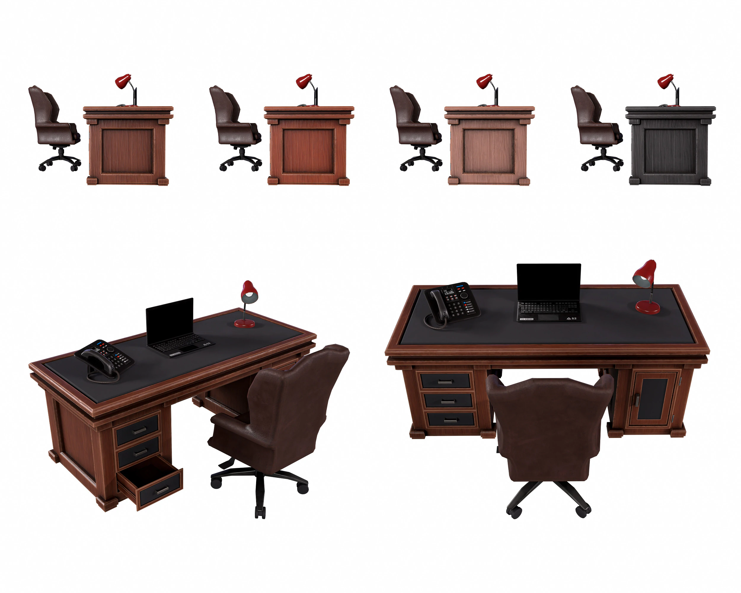 Elegant Desk 3D Model .c4d .max .obj .3ds .fbx .stl .blend 