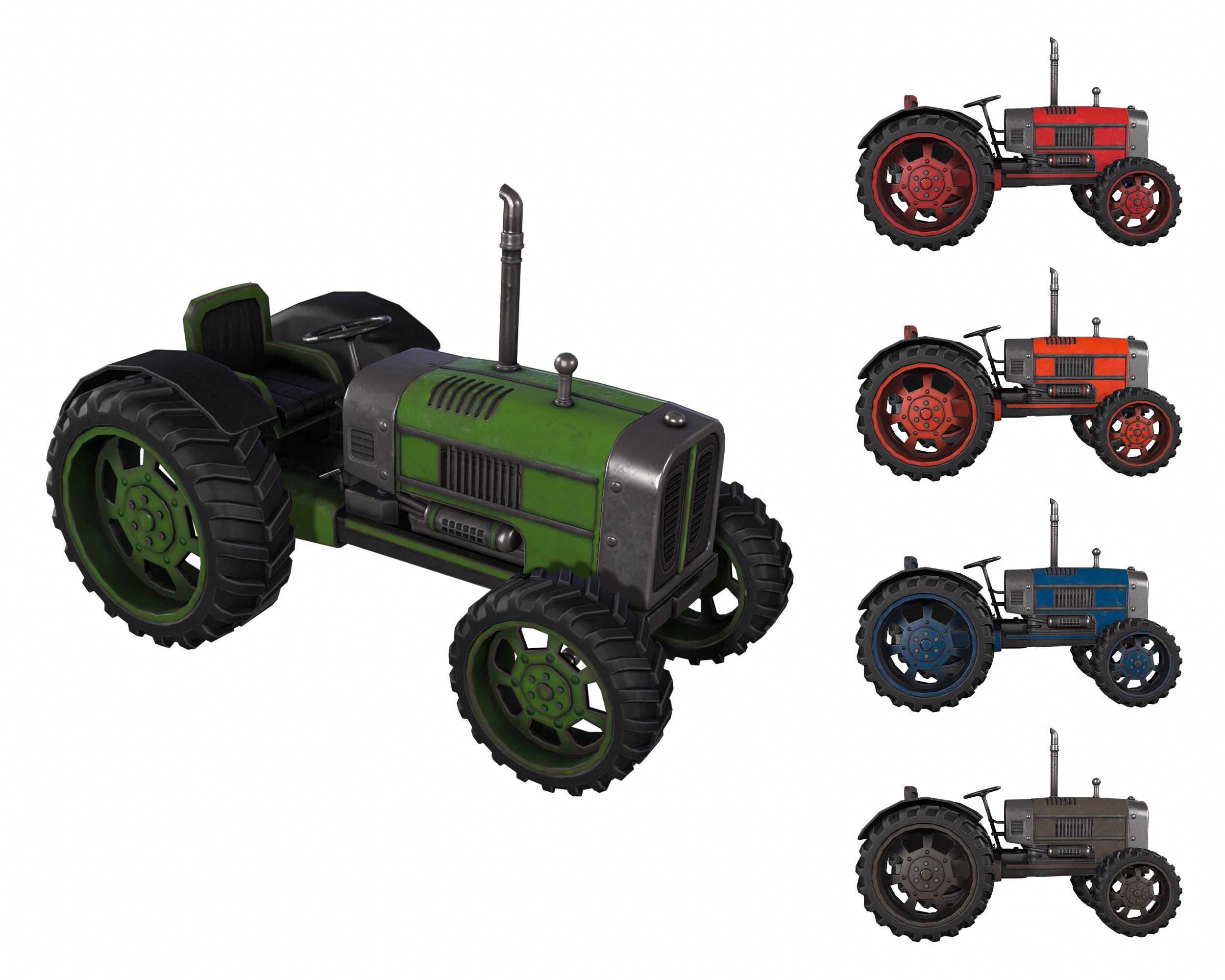 Tractor 3D Model .c4d .max .obj .3ds .fbx .stl .blend