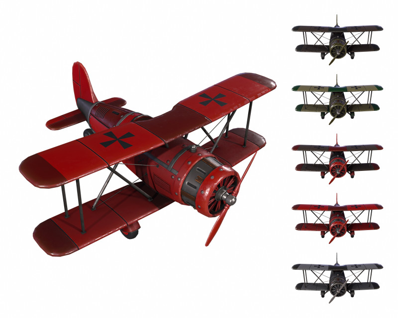 Airplane WW1 3D Model .c4d .max .obj .3ds .fbx .stl .blend 