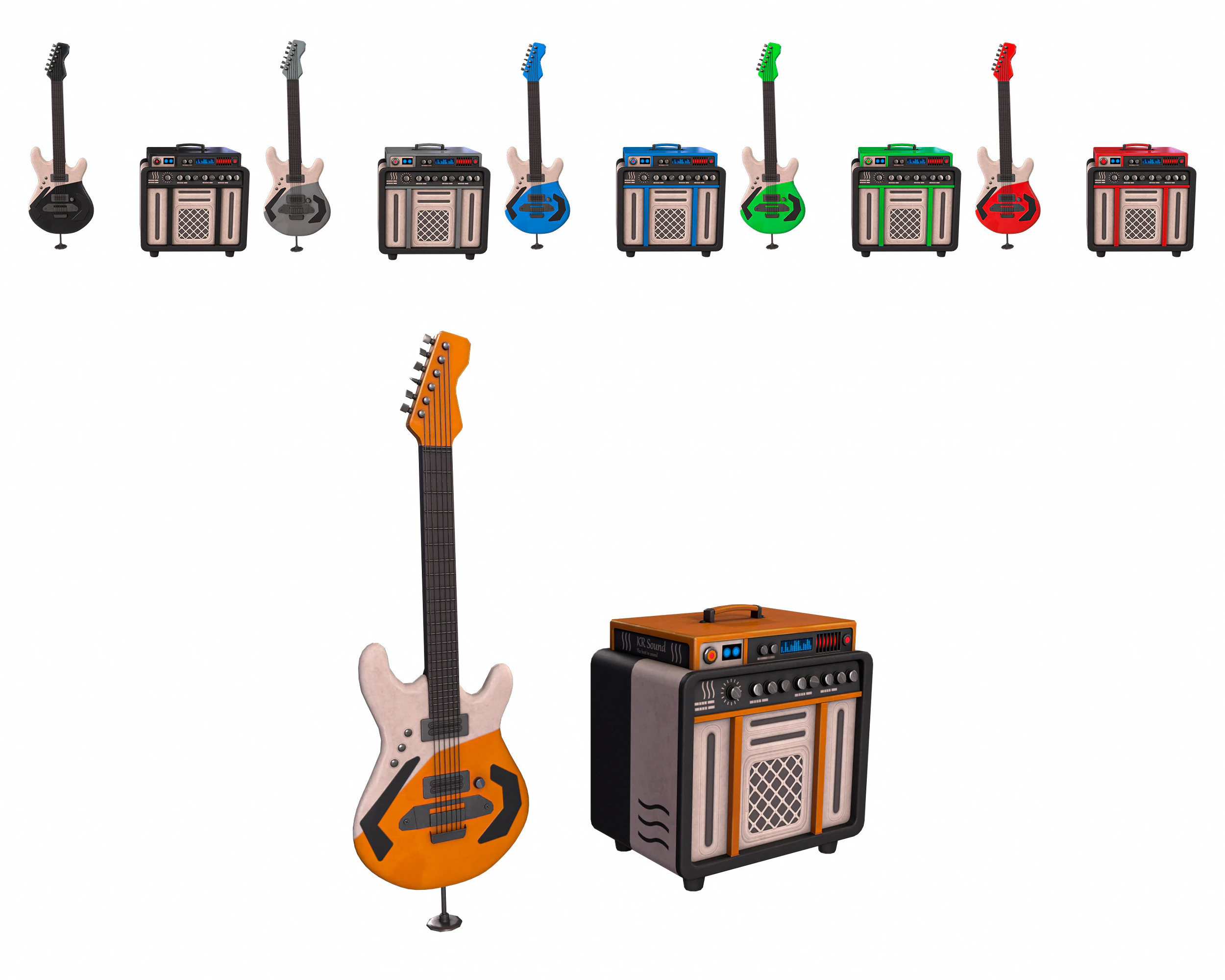 Electric Guitar Amplifier 3D Model .c4d .max .obj .3ds .fbx .stl .blend 