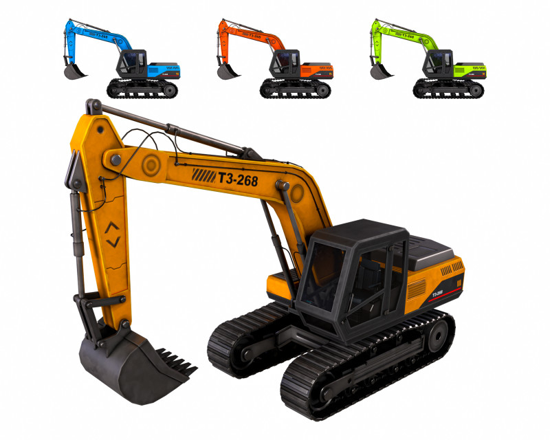 Excavator 3D Model .c4d .max .obj .3ds .fbx .stl .blend