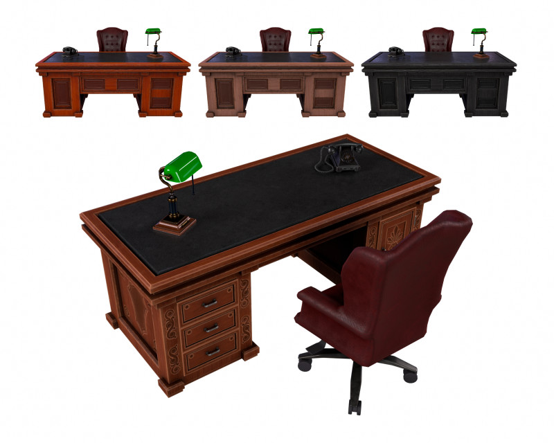 Elegant Desk 3D Model .c4d .max .obj .3ds .fbx .stl .blend