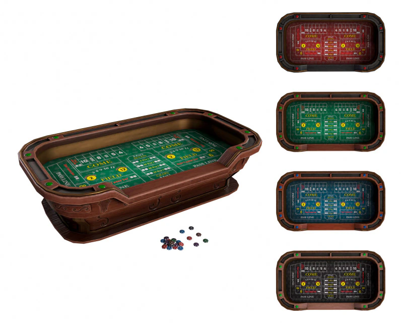 Craps Table 3D Модель .c4d .max .obj .3ds .fbx .stl .blend 