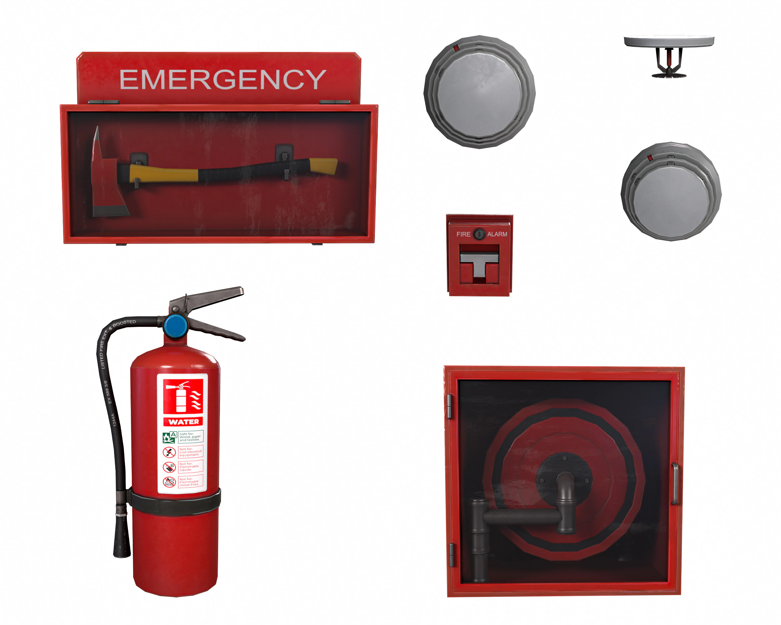 Emergency Fire Pack 3D Model .c4d .max .obj .3ds .fbx .stl .blend