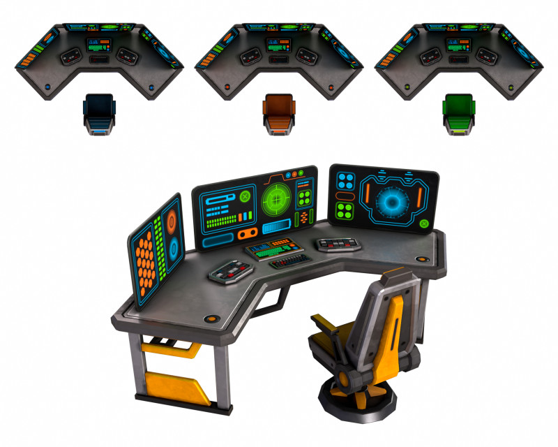 SCI FI PC Desk 3D 模型 .c4d .max .obj .3ds .fbx .stl .blend