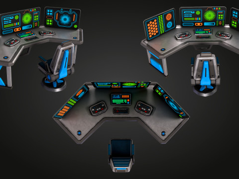 SCI FI PC Desk 3D Model