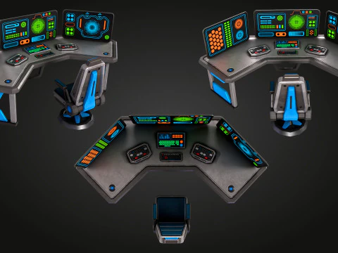 SCI FI PC Desk 3D Model