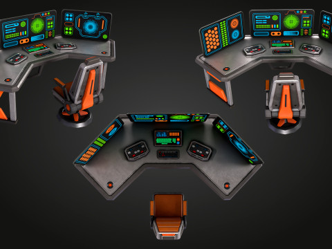 SCI FI PC Desk 3D Model