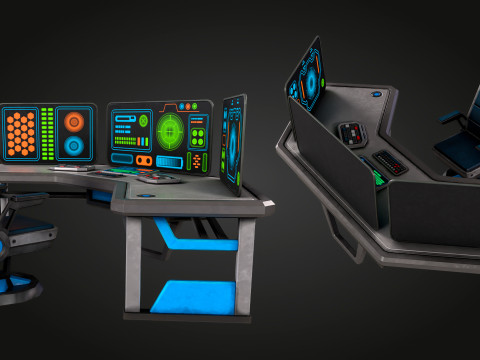 SCI FI PC Desk 3D Model