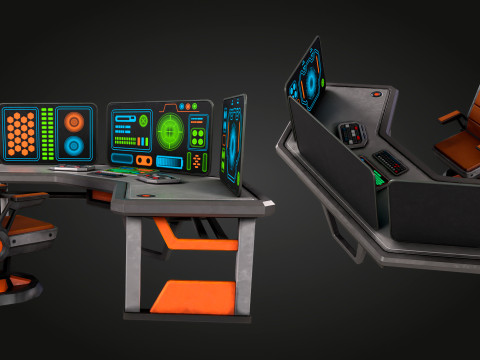 SCI FI PC Desk 3D Model