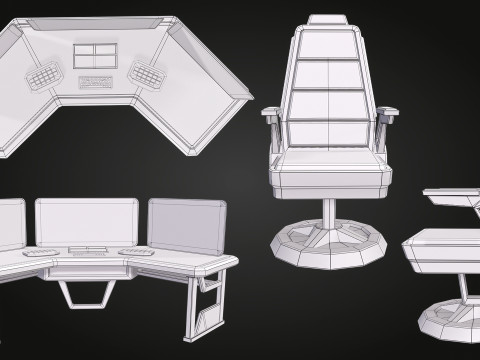 SCI FI PC Desk 3D Model