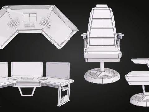 SCI FI PC Desk 3D Model