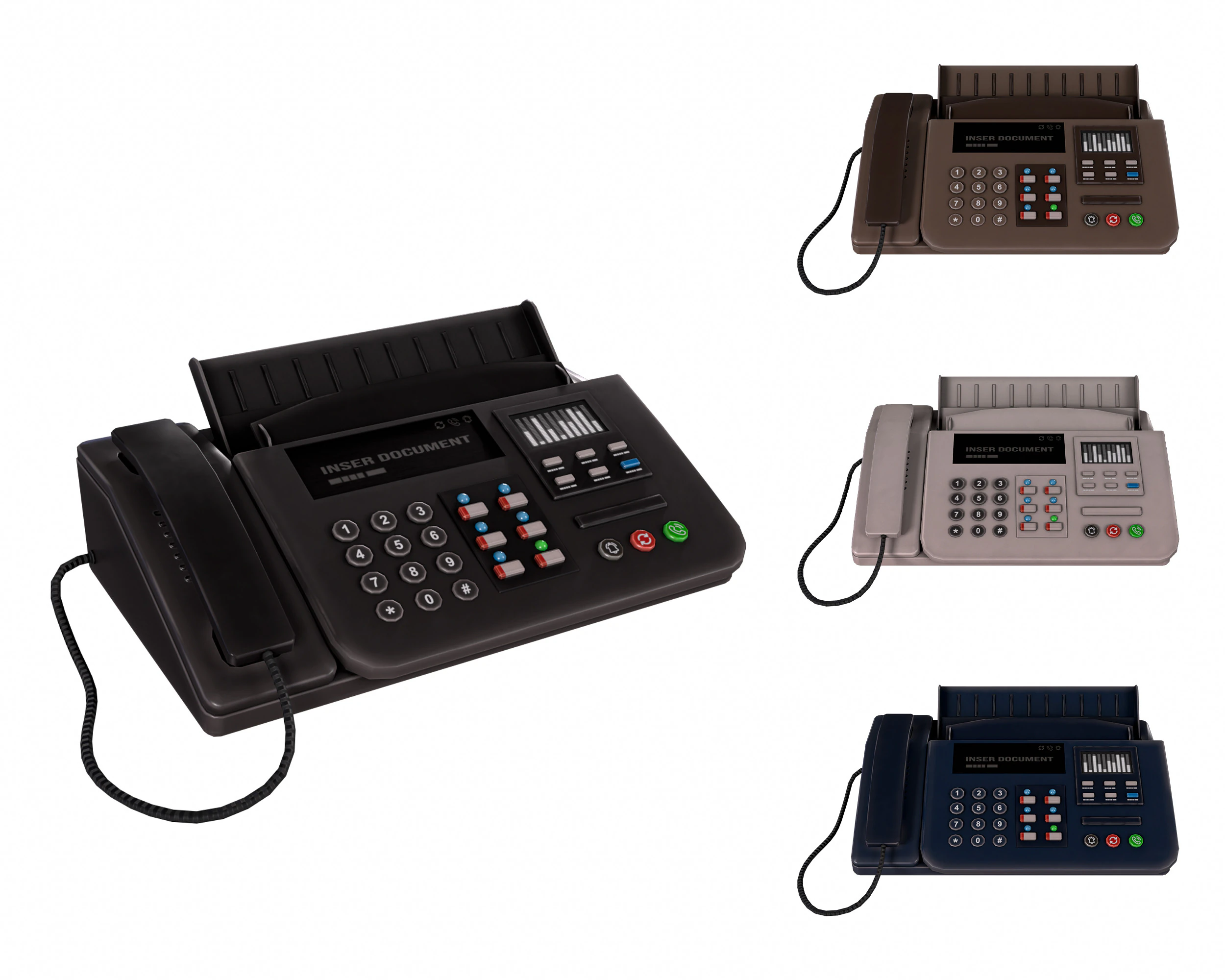 Phone Fax 3D Model .c4d .max .obj .3ds .fbx .stl .blend 