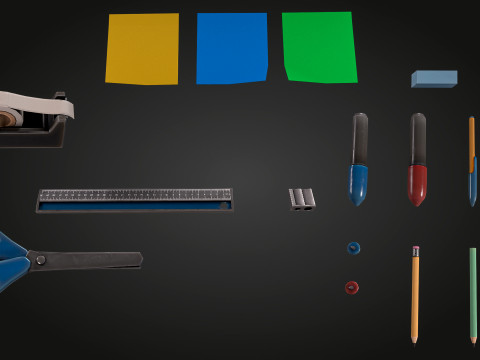 Office Stationery Model 3D