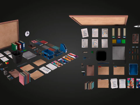 Artigos de papelaria de escrit&oacute;rio Modelo 3D