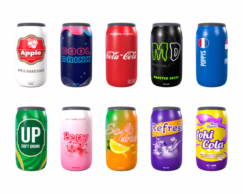 Latas de refrigerante Modelo 3D .c4d .max .obj .3ds .fbx .stl .blend 