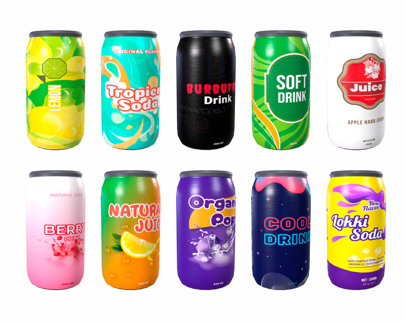 Soda Cans 3D Model .c4d .max .obj .3ds .fbx .stl .blend 