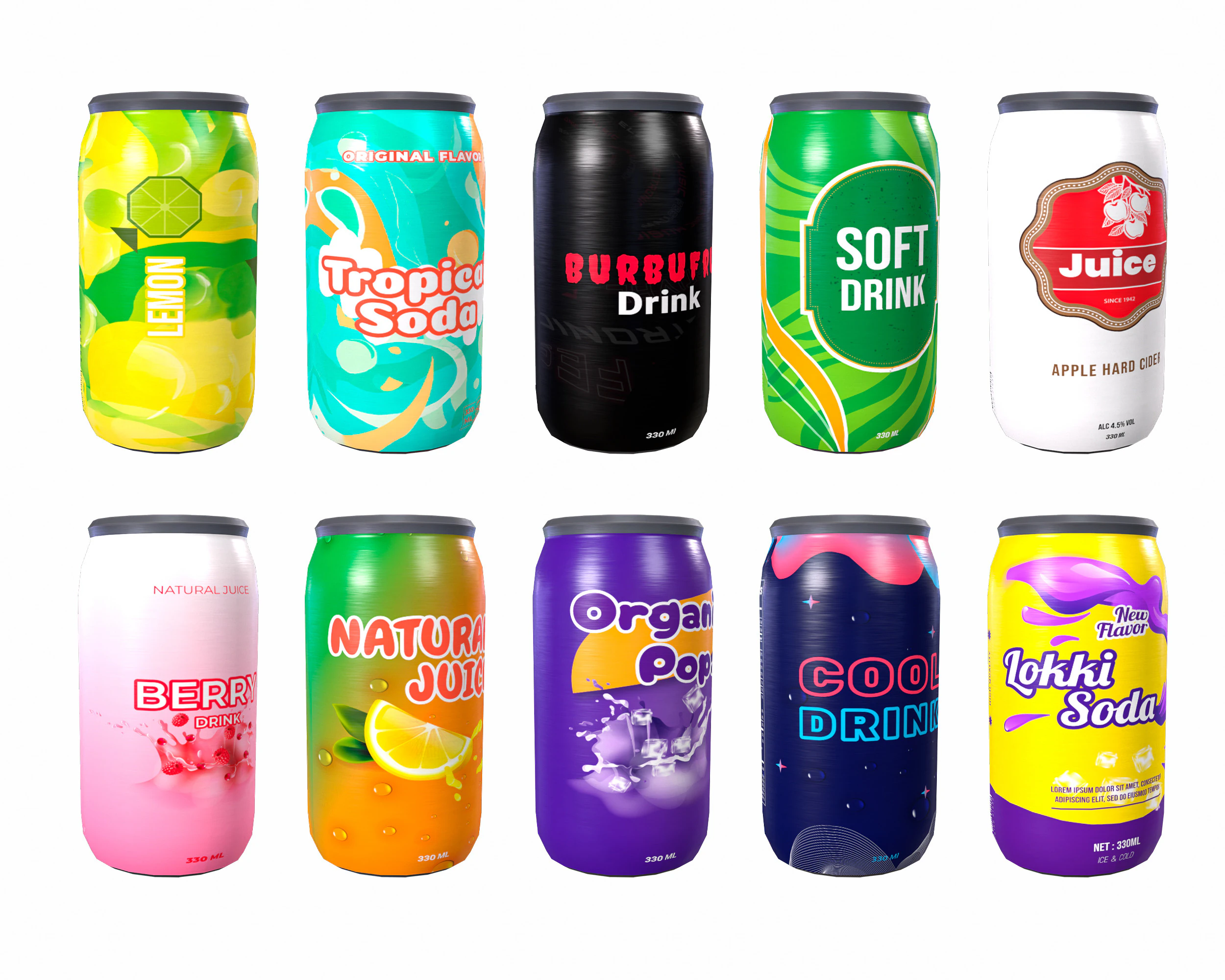 Soda Cans 3D Model .c4d .max .obj .3ds .fbx .stl .blend