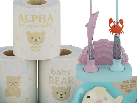 Childrens shelves with childrens cosmetics 3D Model